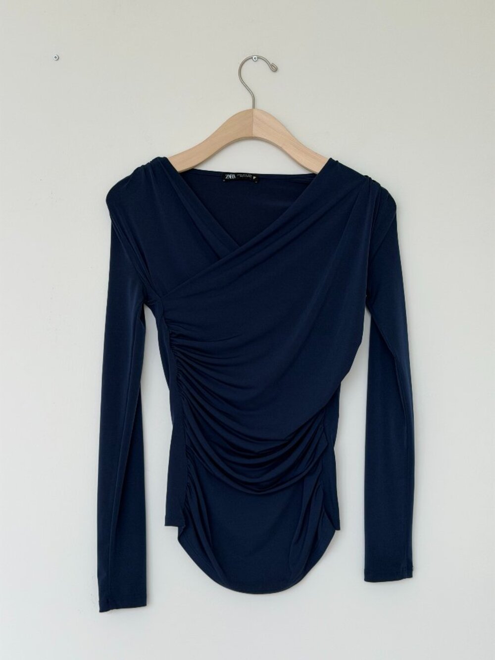 Zara Draped Shirt - Blue - Size M